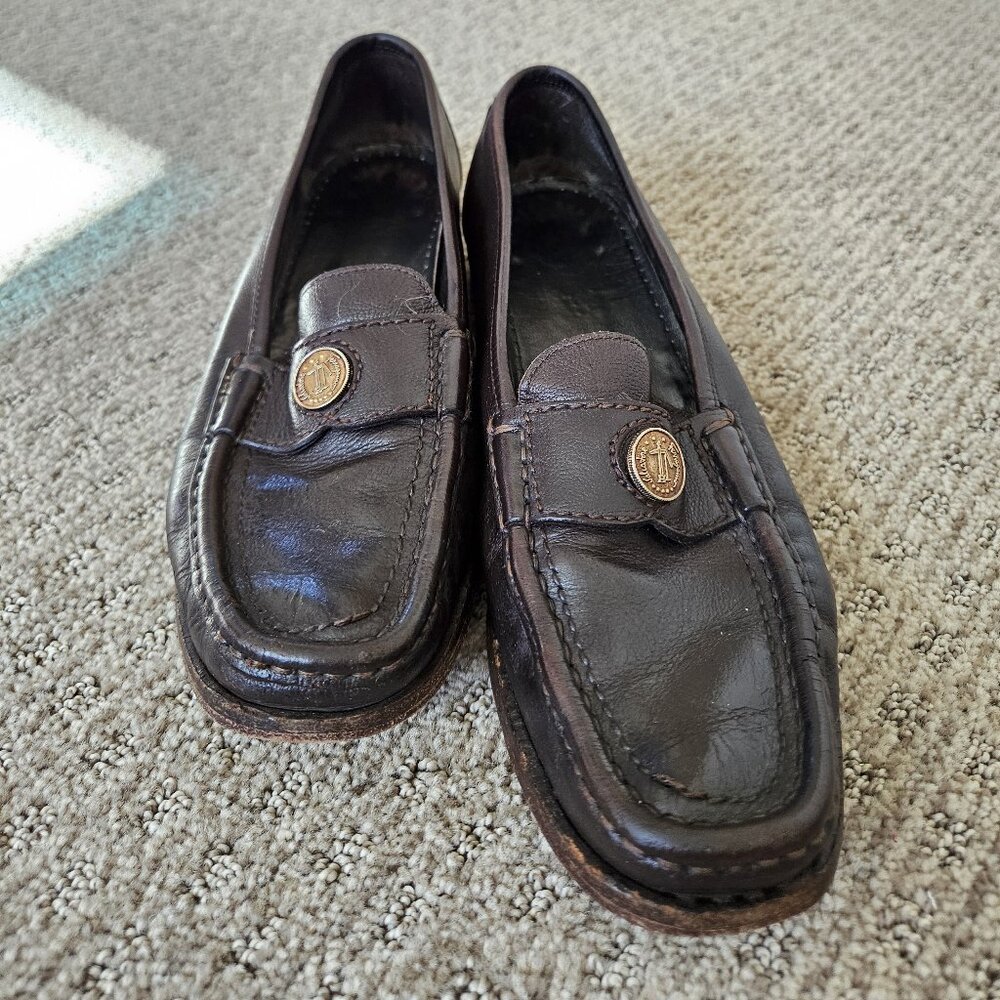 Women's Ferragamo Penny loafer, size 8 1/2 AA, brown